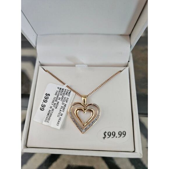 Women's 18" Heart 1/10 CTTW Diamond Pendant Gold Over Sterling - Picture 2 of 2